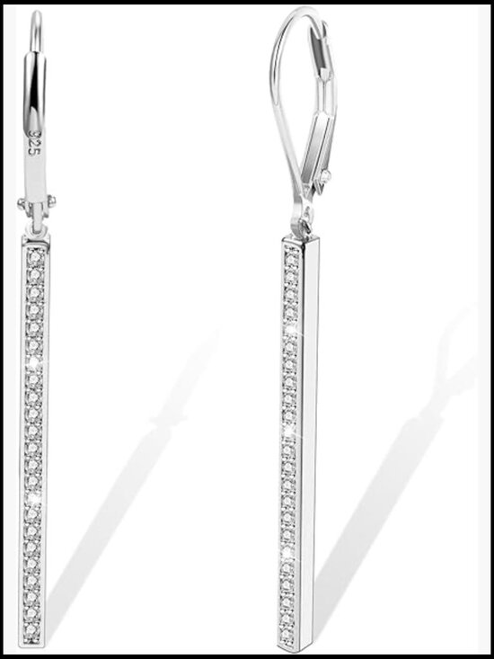Jewelry - Sterling Silver Bar Drop Earrings Leverback French Style Hypoallergenic